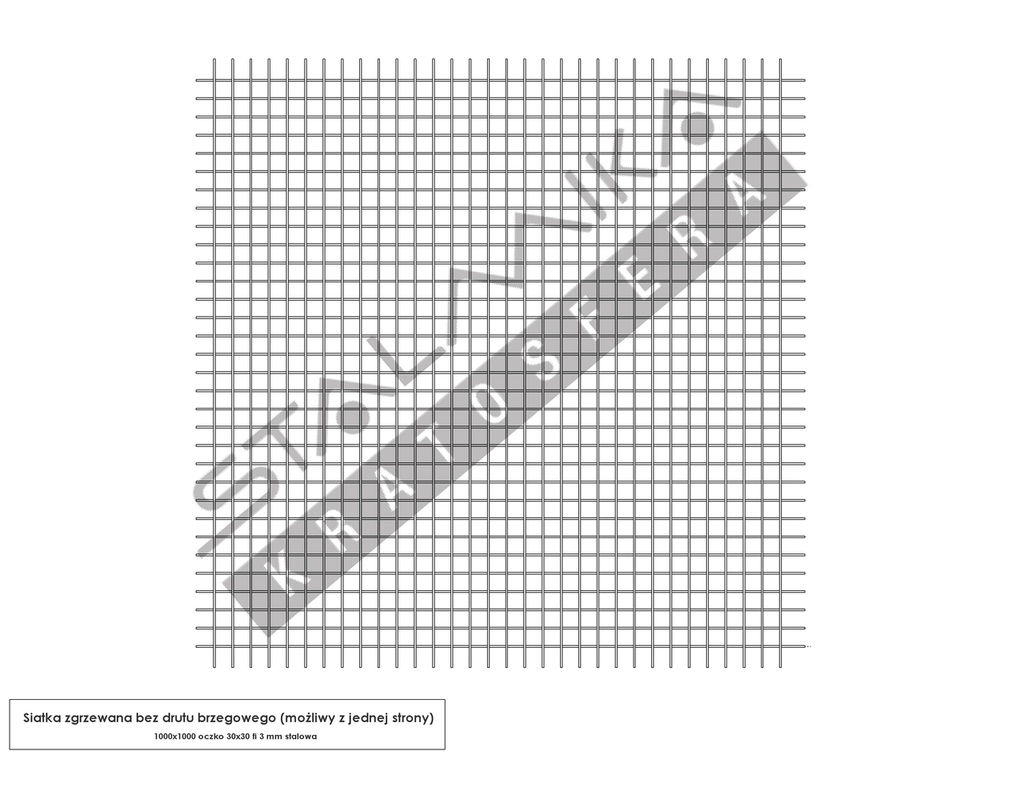 SIATKA ZGRZEWANA [bez drutu brzegowego (możliwy z jednej strony), 1000x1000, 30x30x3, Stalowa]