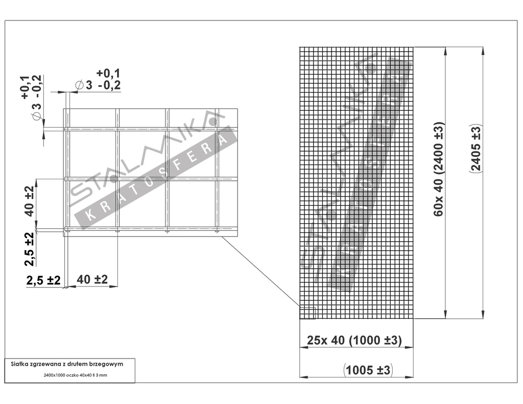 Kratosfera-siatka-zgrzewana-z-drutem-brzegowym- 2400x1000-40x40x3-rysunek-techniczny