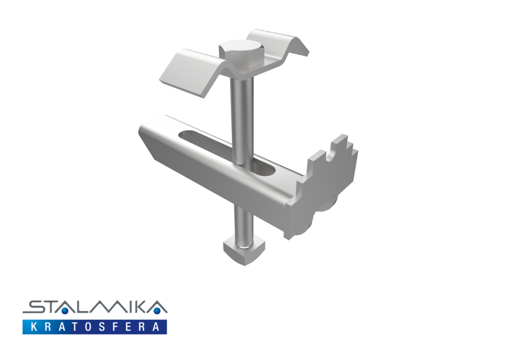 Uchwyt standardowy do krat pomostowych z klamrą i łapką