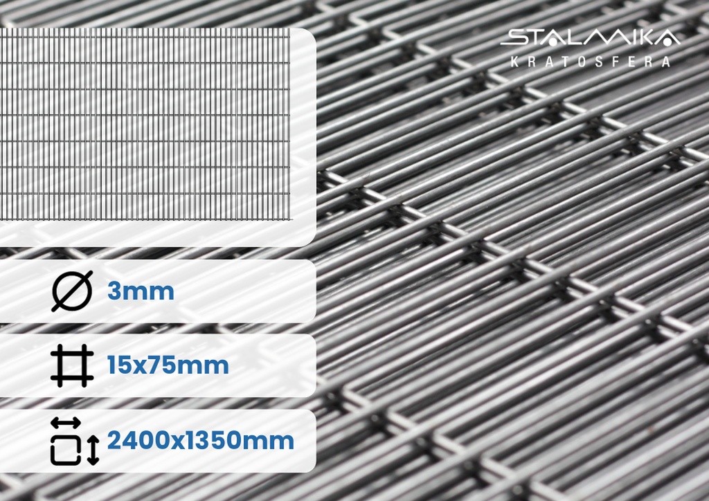 [000053-SZS-ZDB-D2400-S1350-OD15-OS75-GD3-ST] SIATKA ZGRZEWANA [z drutem brzegowym, 2400x1350, 15x75x3, Stalowa]